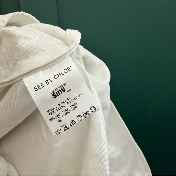 See by Chloe White Sleeveless Linen Flax Dress Nautical A Line - Picture 7 of 10